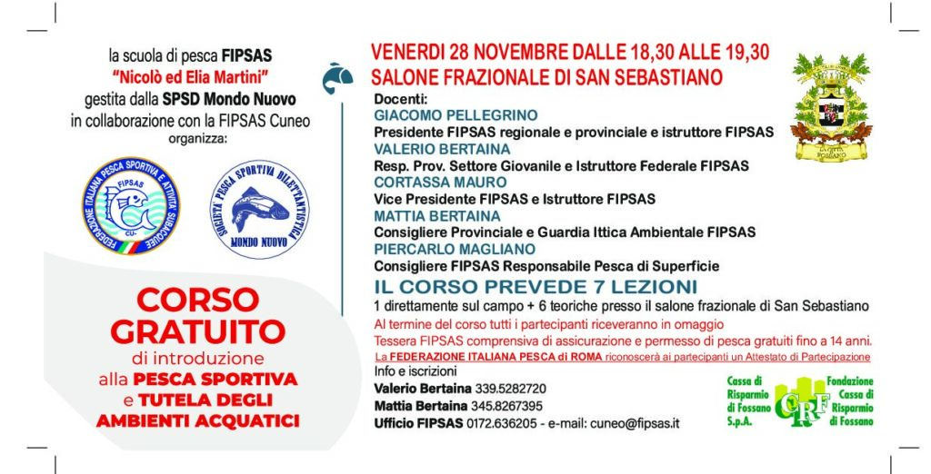 CORSO DI PESCA SPORTIVA e TUTELA DEGLI AMBIENTI ACQUATICI